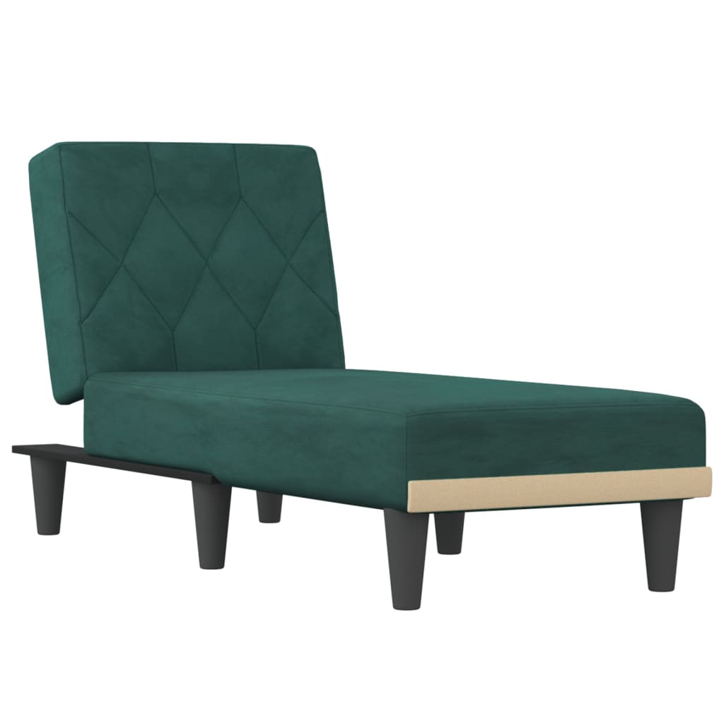 Chaise longue vert foncé velours