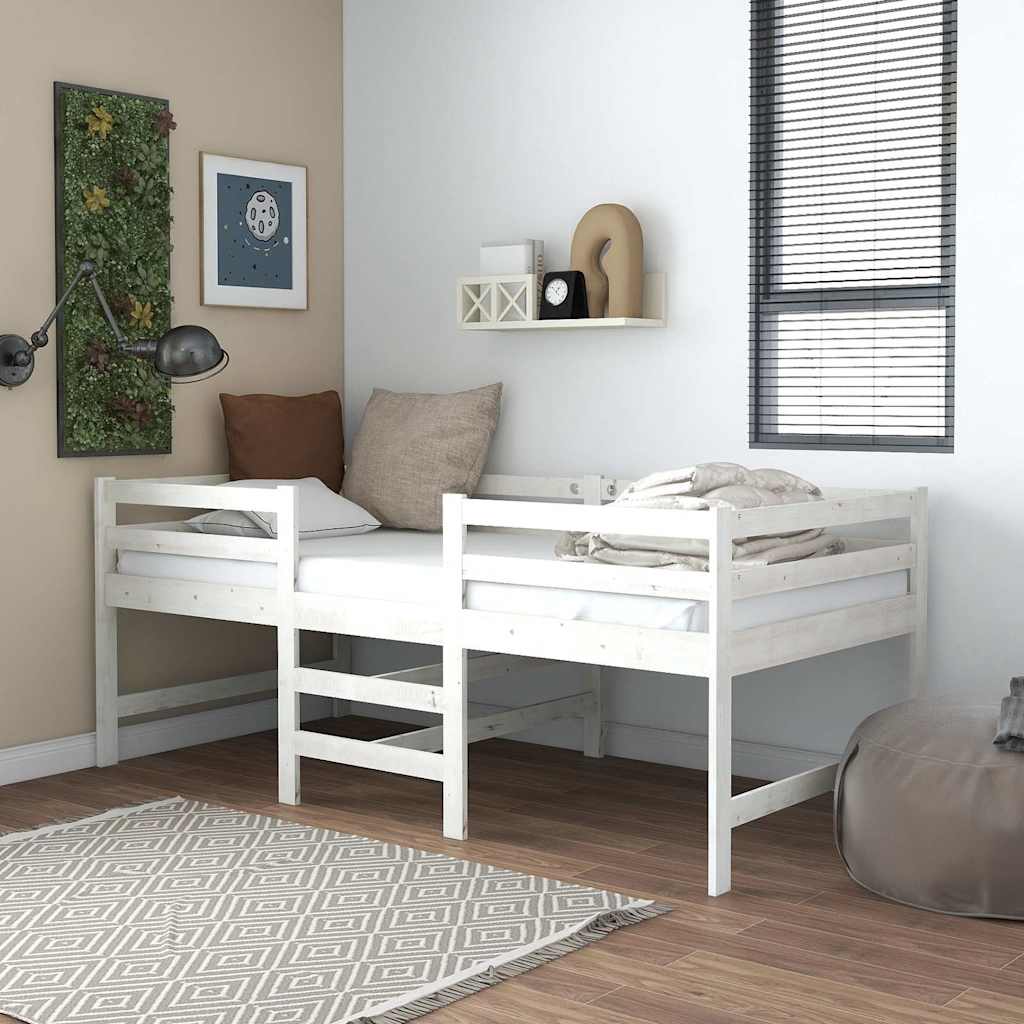 Bed frame without mattress white 90x200 cm solid pine wood