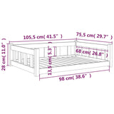 Hundebett 105,5x75,5x28 cm aus massivem Kiefernholz