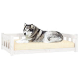 Lit pour chien blanc 105,5x75,5x28 cm bois de pin solide