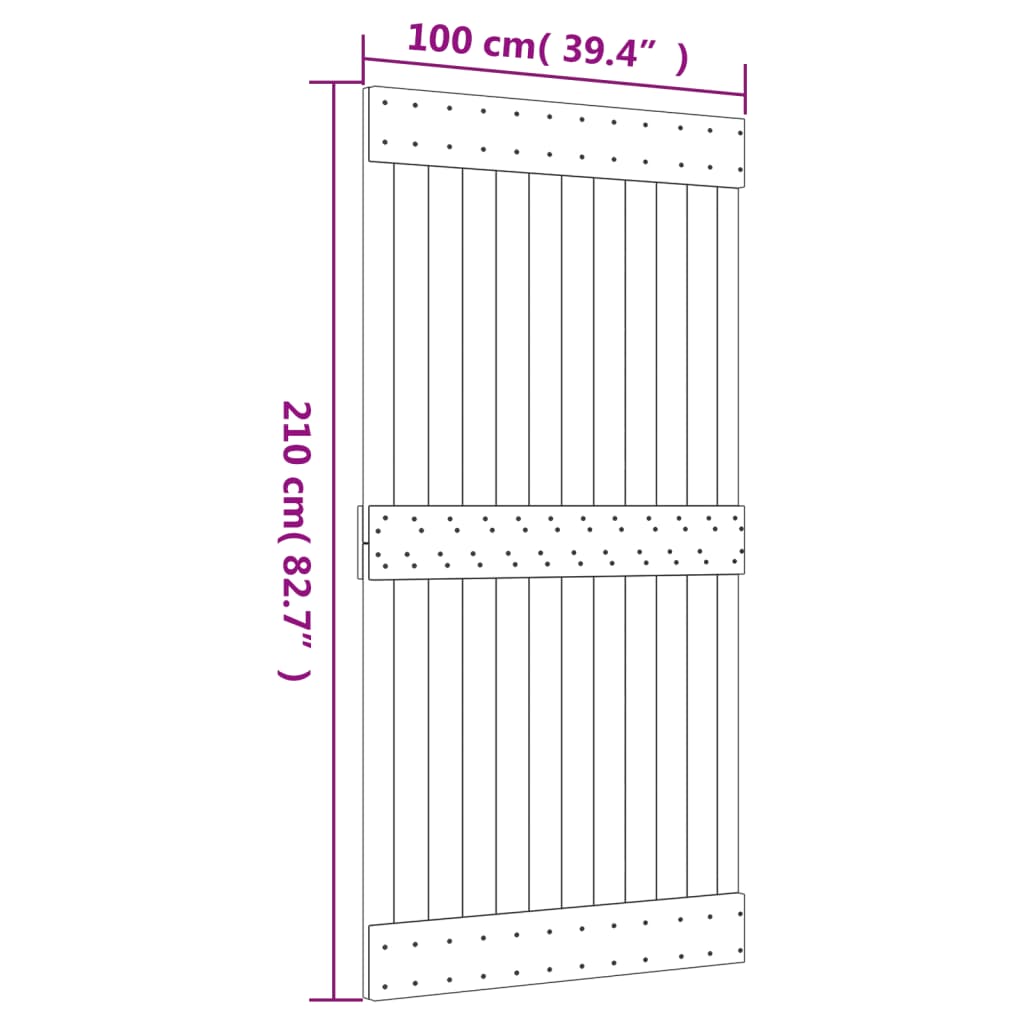 NARVIK-Tür 100x210 cm aus massivem Kiefernholz