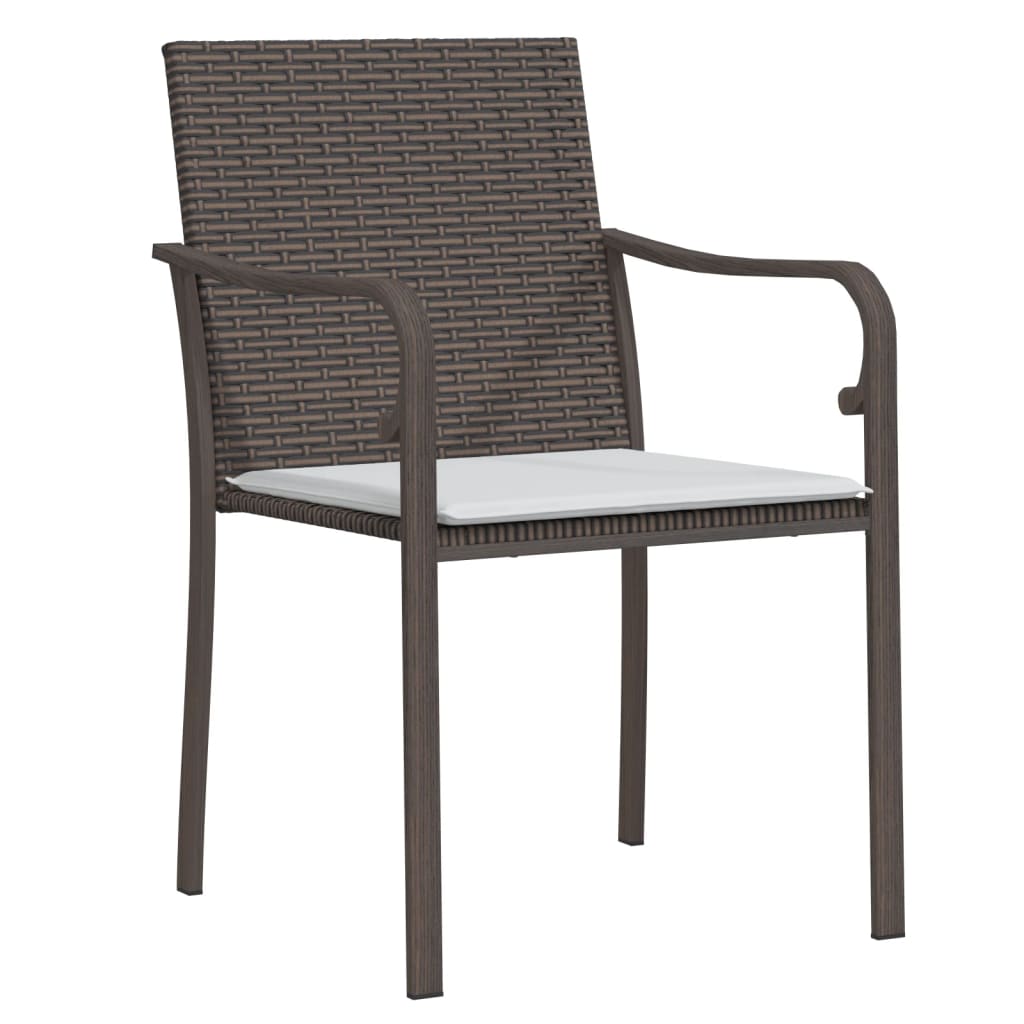 Gartenstühle und Kissen, 4er-Set, braun, 56 x 59 x 84 cm, Rattan