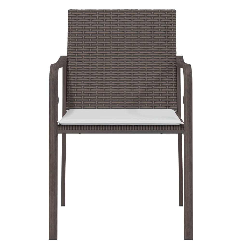 Gartenstühle und Kissen, 4er-Set, braun, 56 x 59 x 84 cm, Rattan