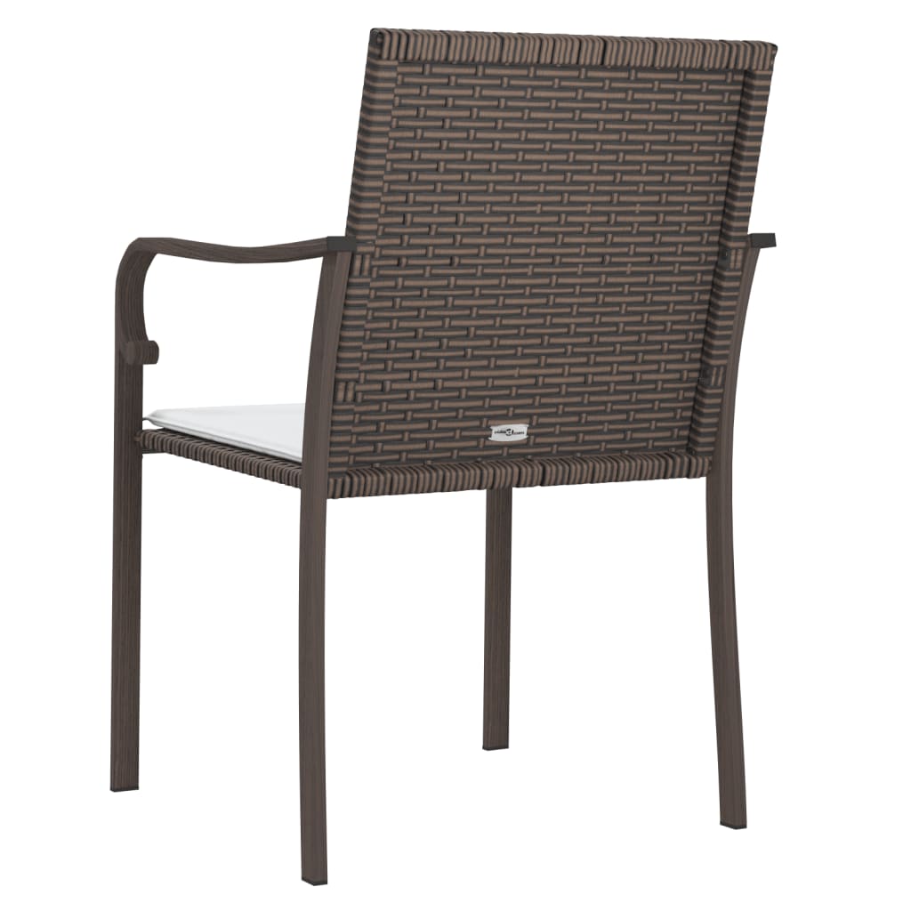 Gartenstühle und Kissen, 4er-Set, braun, 56 x 59 x 84 cm, Rattan