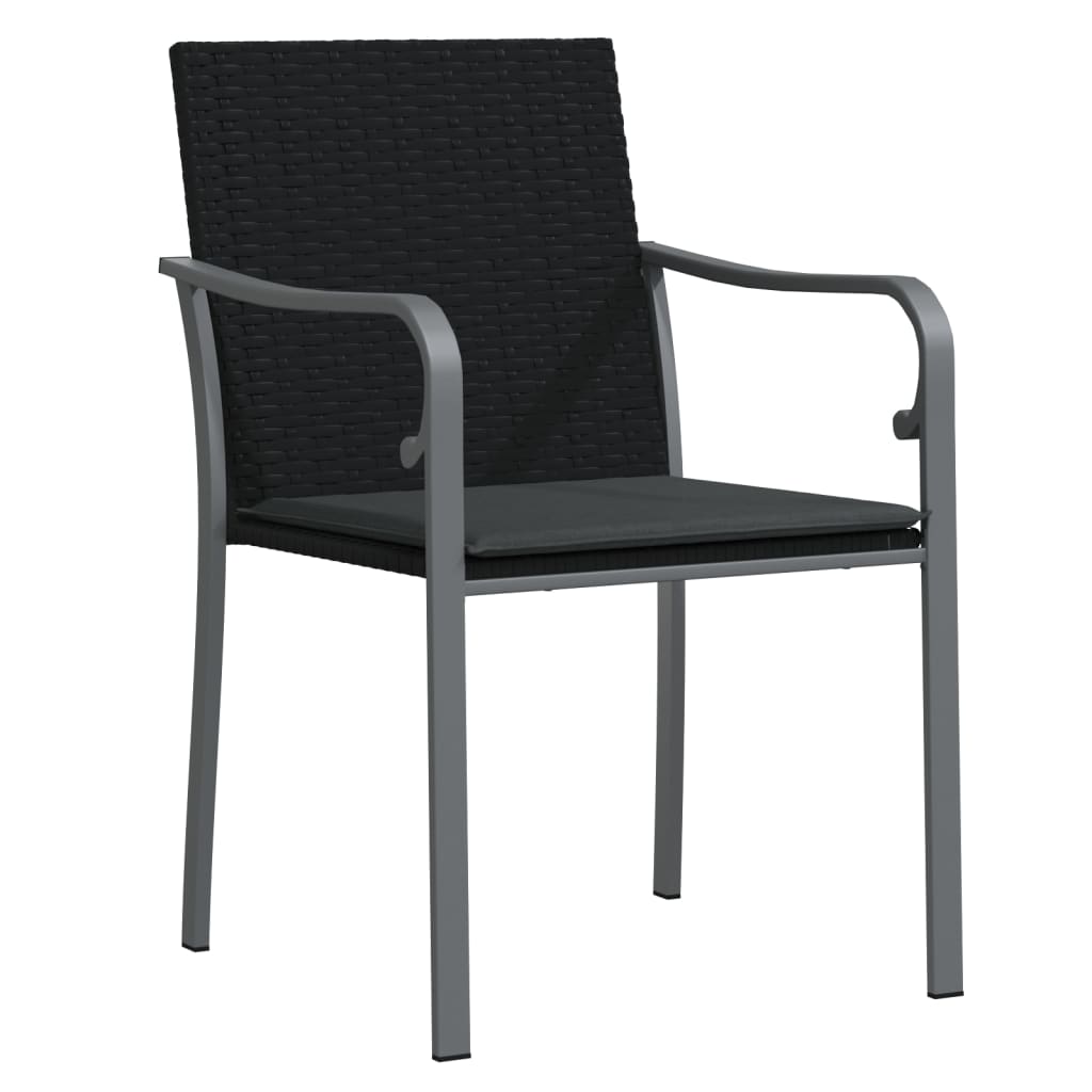 Chaises de jardin avec coussins lot de 6 noir 56x59x84 cm rotin