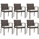 Chaises de jardin coussins lot de 6 marron 56,5x57x83 cm rotin