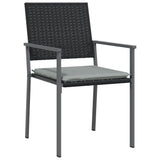 Gartenstühle und Kissen, 4er-Set, schwarz, 54 x 62,5 x 89 cm, Rattan