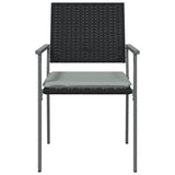 Gartenstühle und Kissen, 4er-Set, schwarz, 54 x 62,5 x 89 cm, Rattan