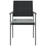 Gartenstühle und Kissen, 6er-Set, schwarz, 54 x 62,5 x 89 cm, Rattan