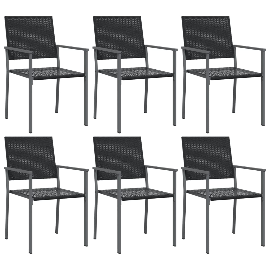 Garden chairs set of 6 black 54x62.5x89 cm woven resin