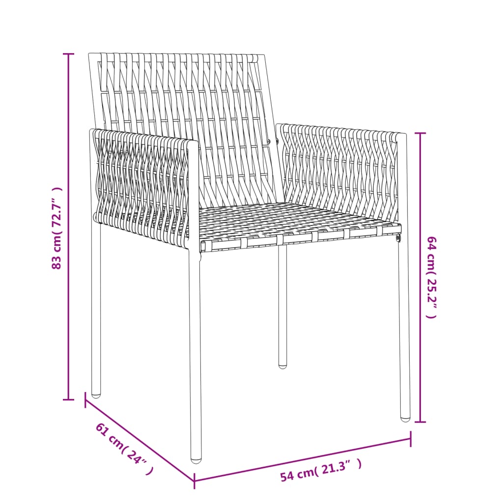 Gartenstühle und Kissen, 4er-Set, braun, 54 x 61 x 83 cm, Rattan