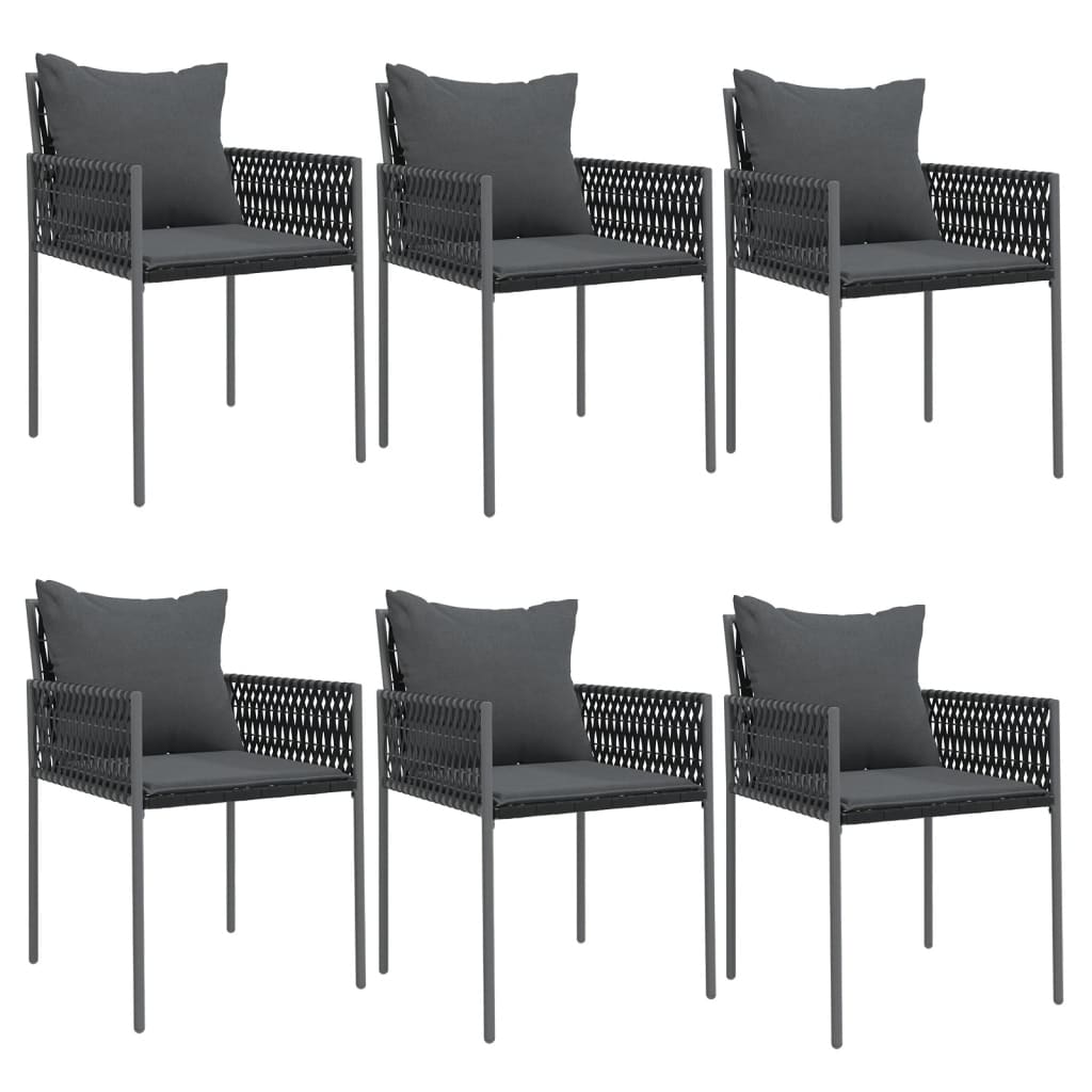 Chaises de jardin avec coussins lot de 6 noir 54x61x83 cm rotin