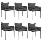 Chaises de jardin avec coussins lot de 6 noir 54x61x83 cm rotin