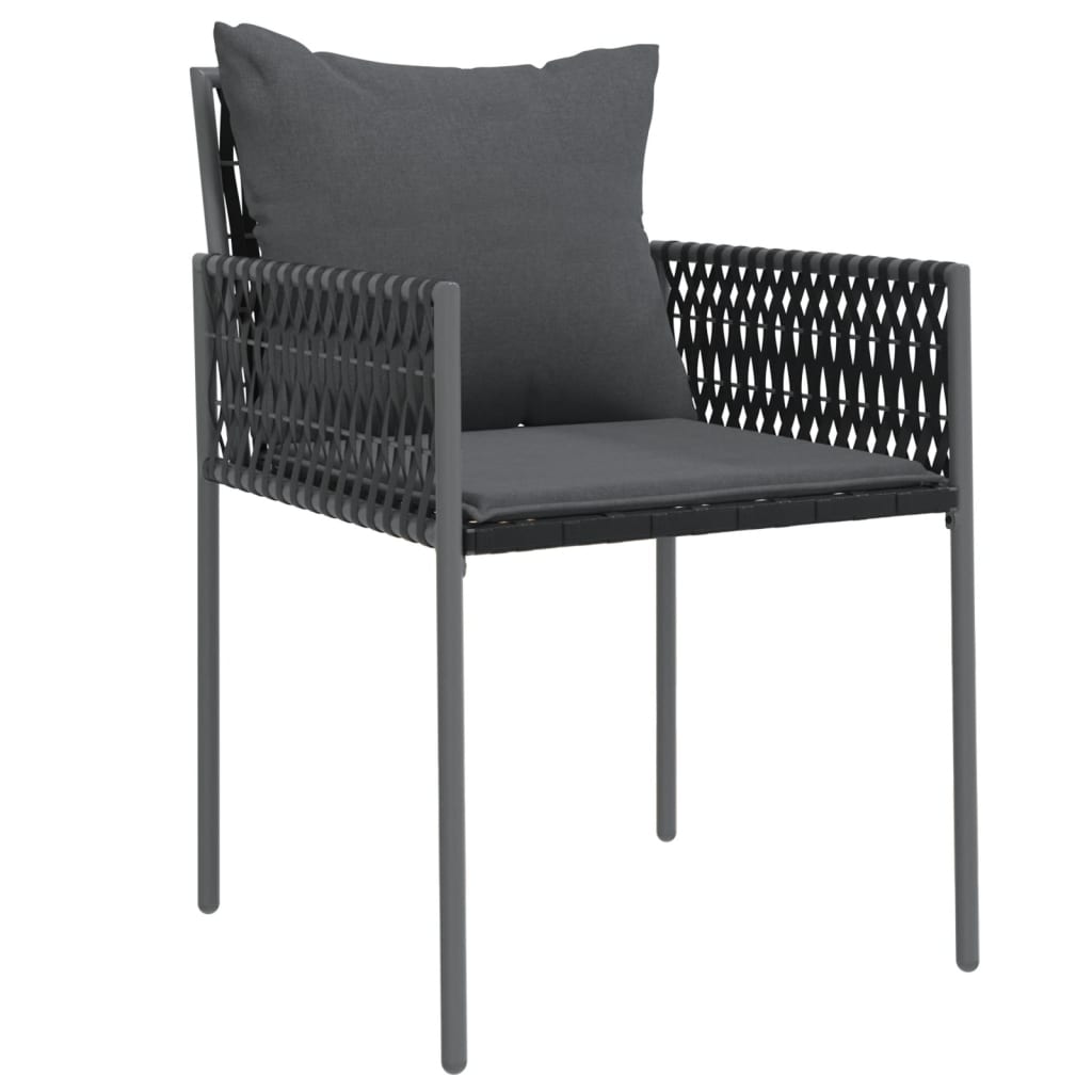 Chaises de jardin avec coussins lot de 6 noir 54x61x83 cm rotin