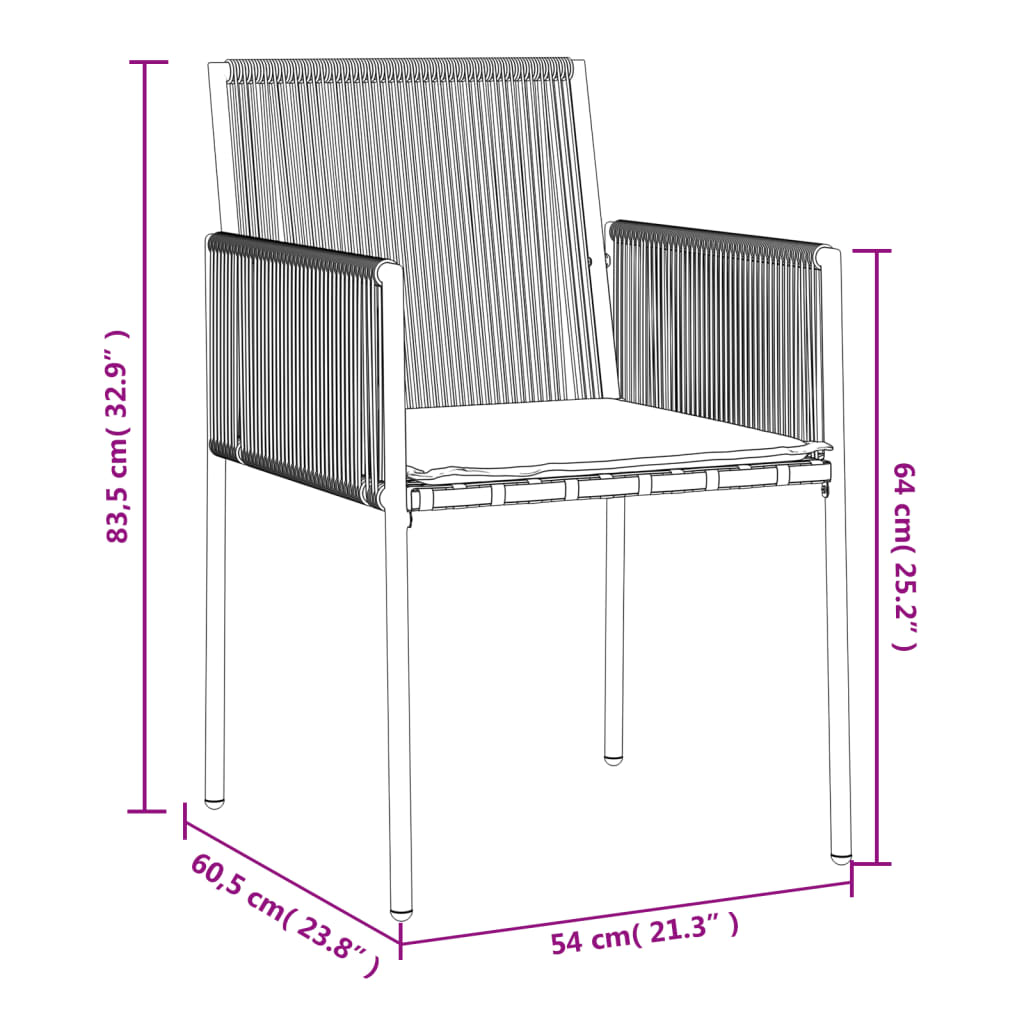 Gartenstühle und Kissen 4er-Set schwarz 54x60,5x83,5 cm