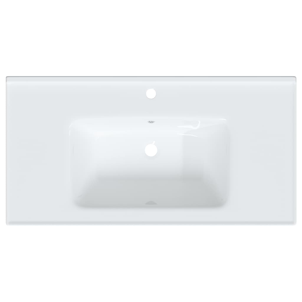 Évier de salle de bain blanc rectangulaire céramique