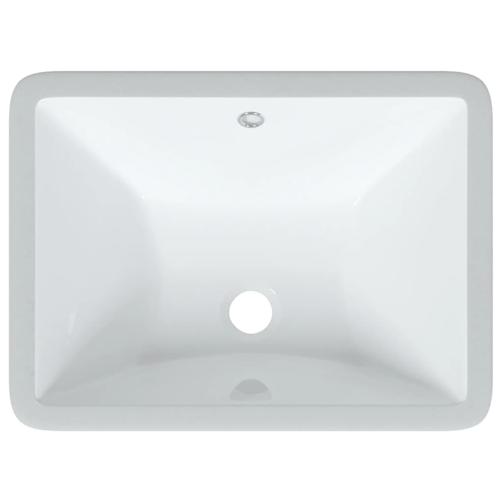 Évier de salle de bain blanc rectangulaire céramique