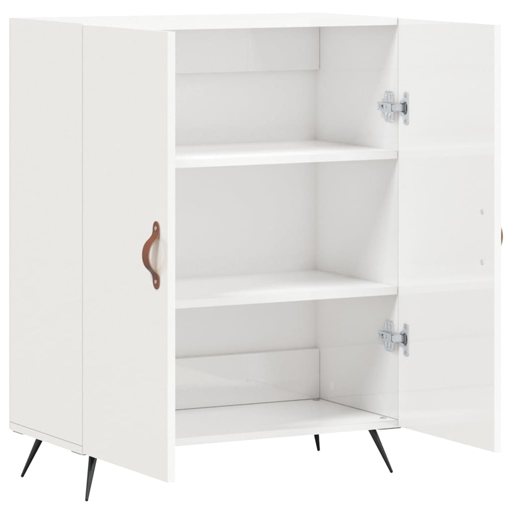 Buffet Blanc brillant 69,5x34x90 cm Bois d'ingénierie