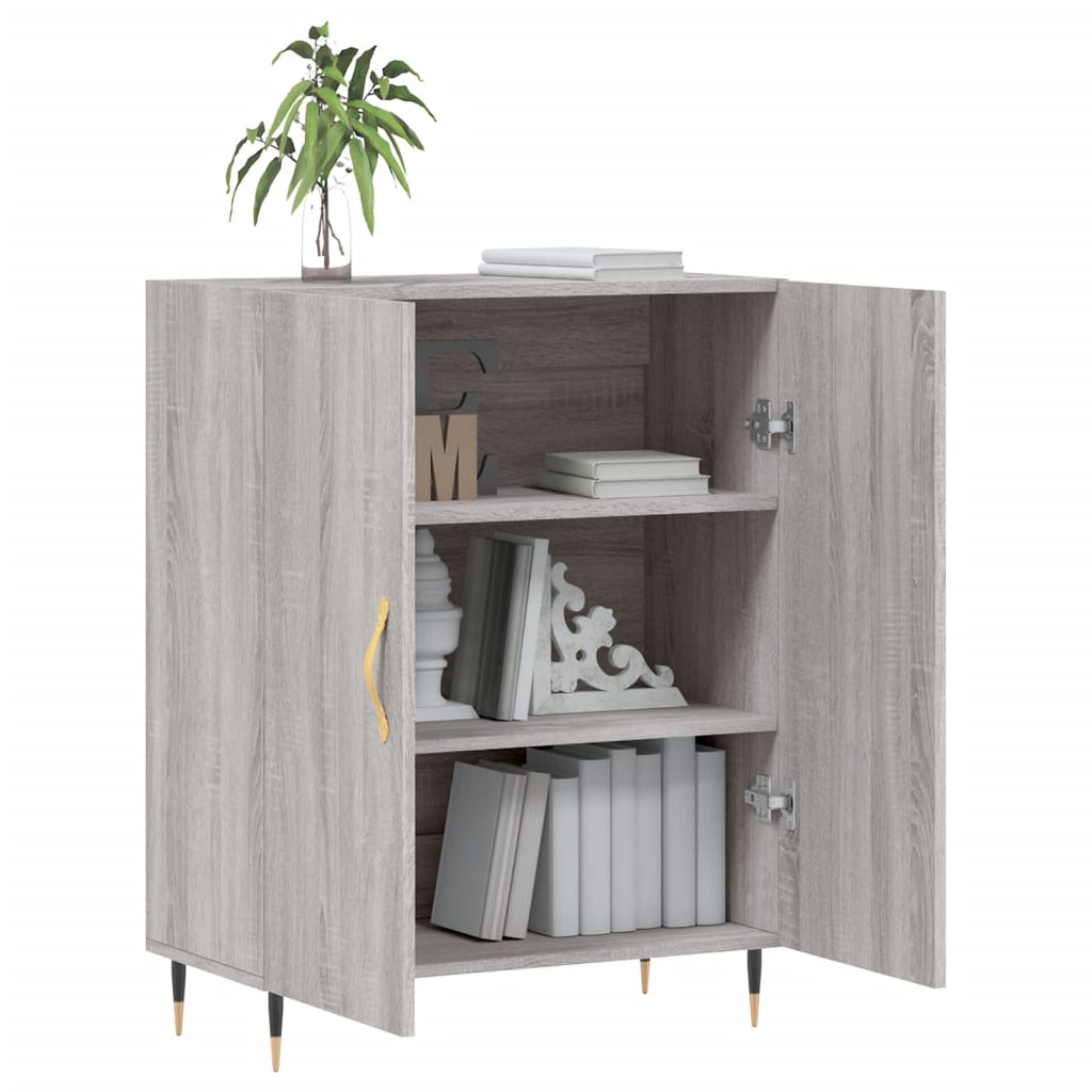 Sonoma graues Sideboard 69,5 x 34 x 90 cm, Holzwerkstoff