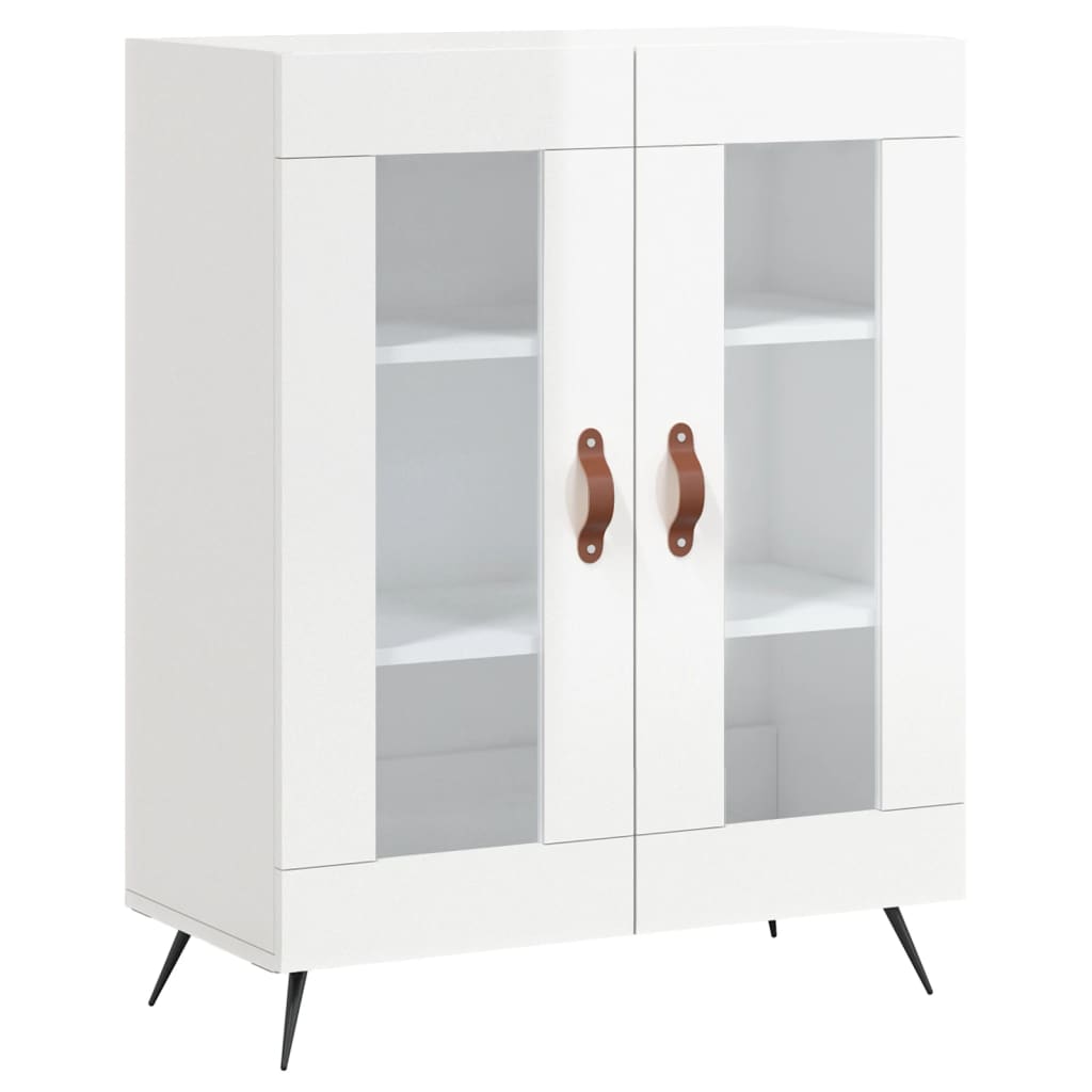 Buffet Blanc brillant 69,5x34x90 cm Bois d'ingénierie