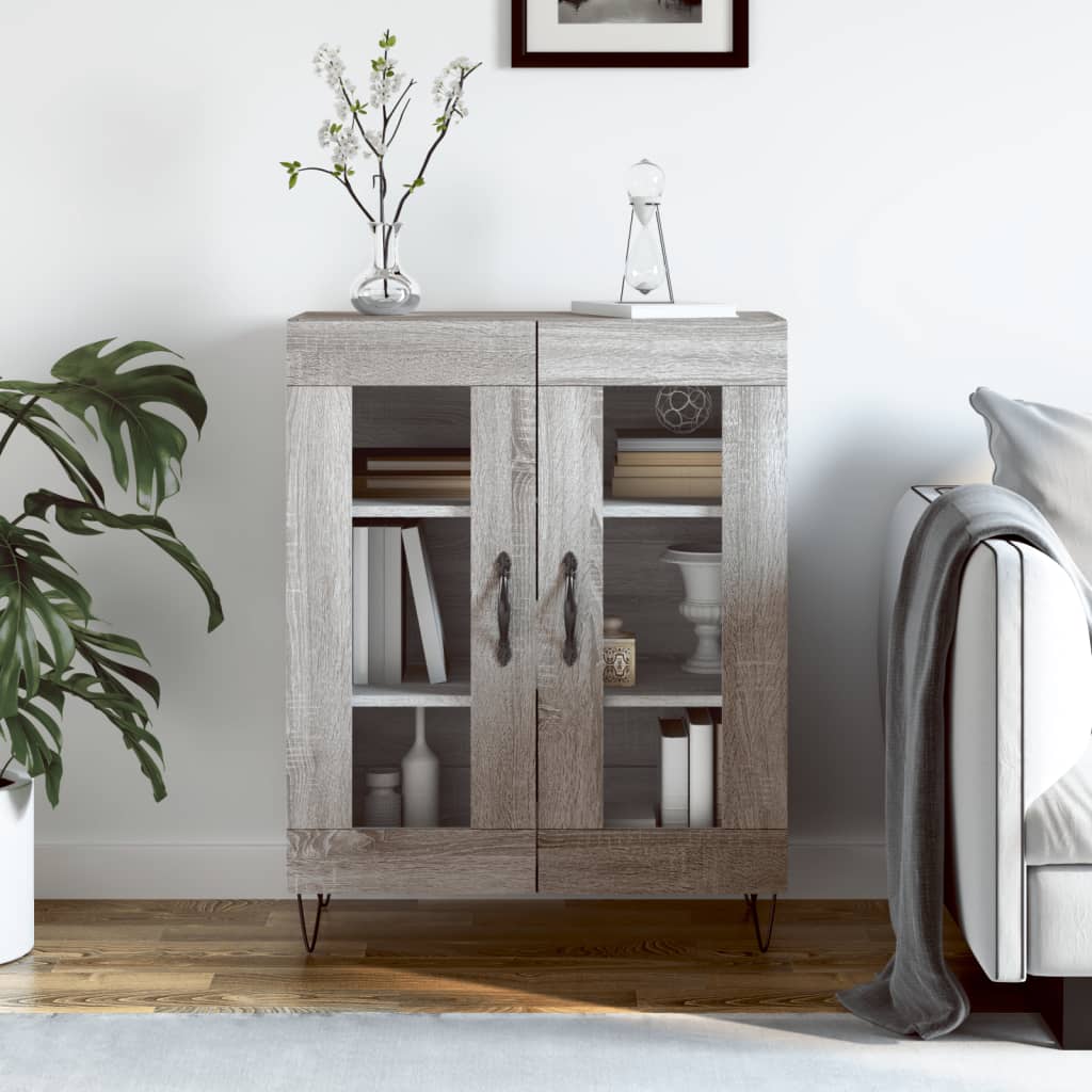 Sonoma graues Sideboard 69,5 x 34 x 90 cm, Holzwerkstoff