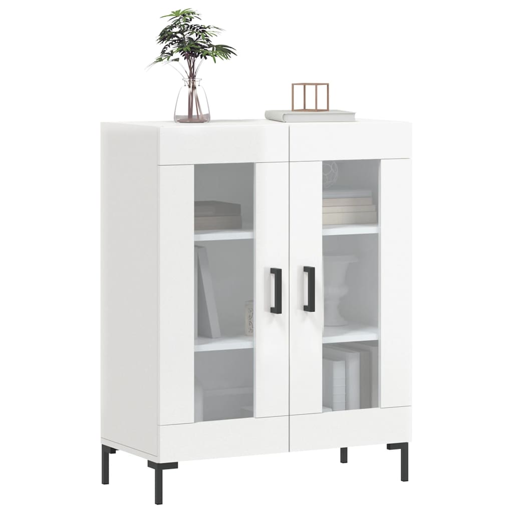 Buffet Blanc brillant 69,5x34x90 cm Bois d'ingénierie