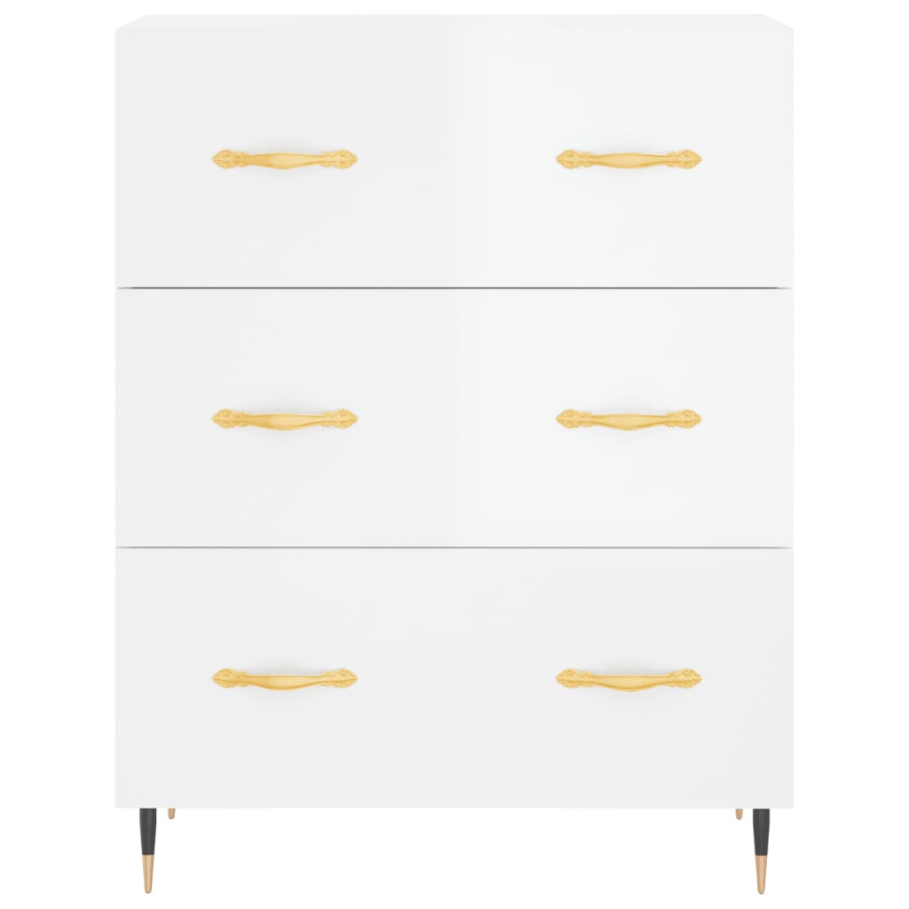 Buffet Blanc brillant 69,5x34x90 cm Bois d'ingénierie