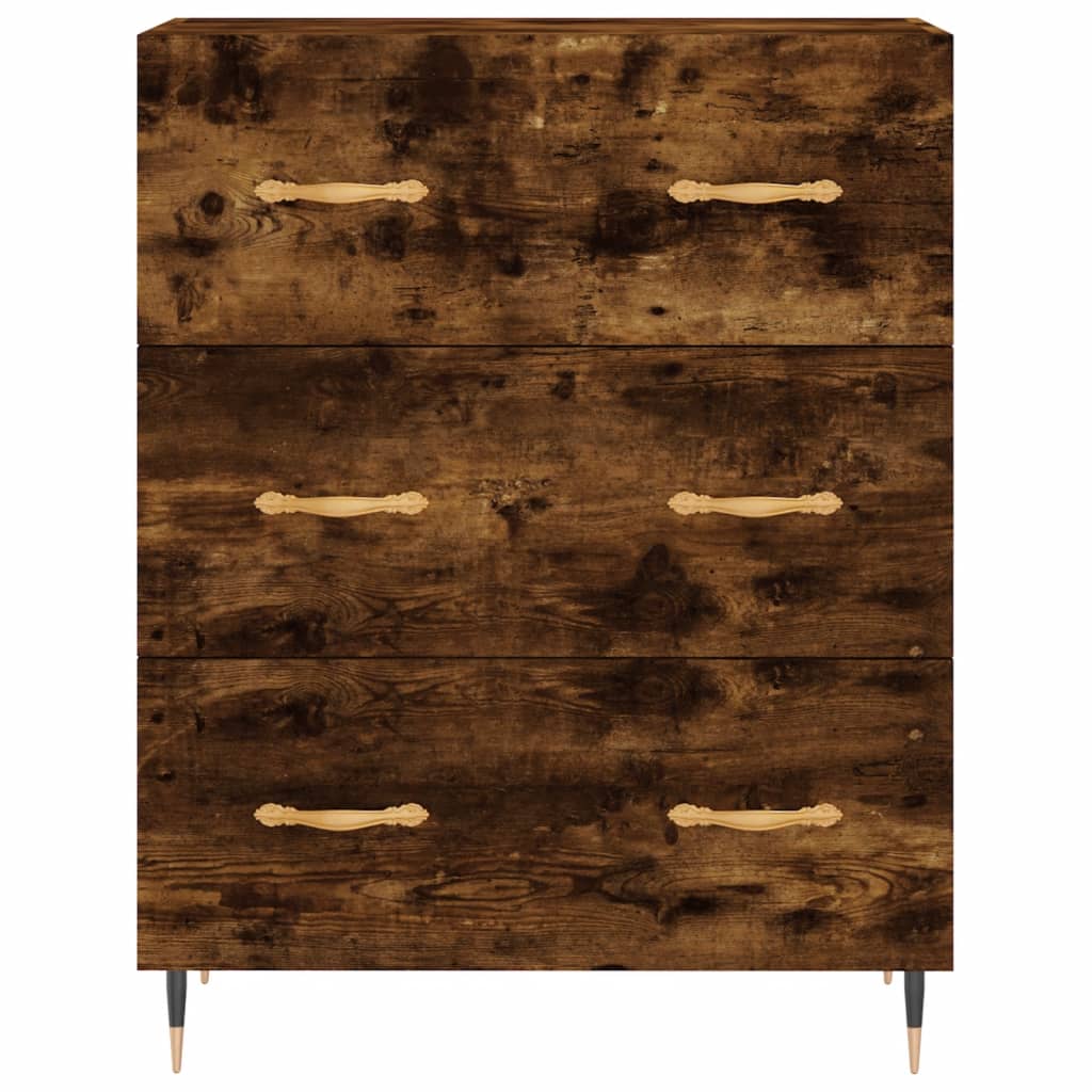 Buffet chêne fumé 69,5x34x90 cm bois d'ingénierie