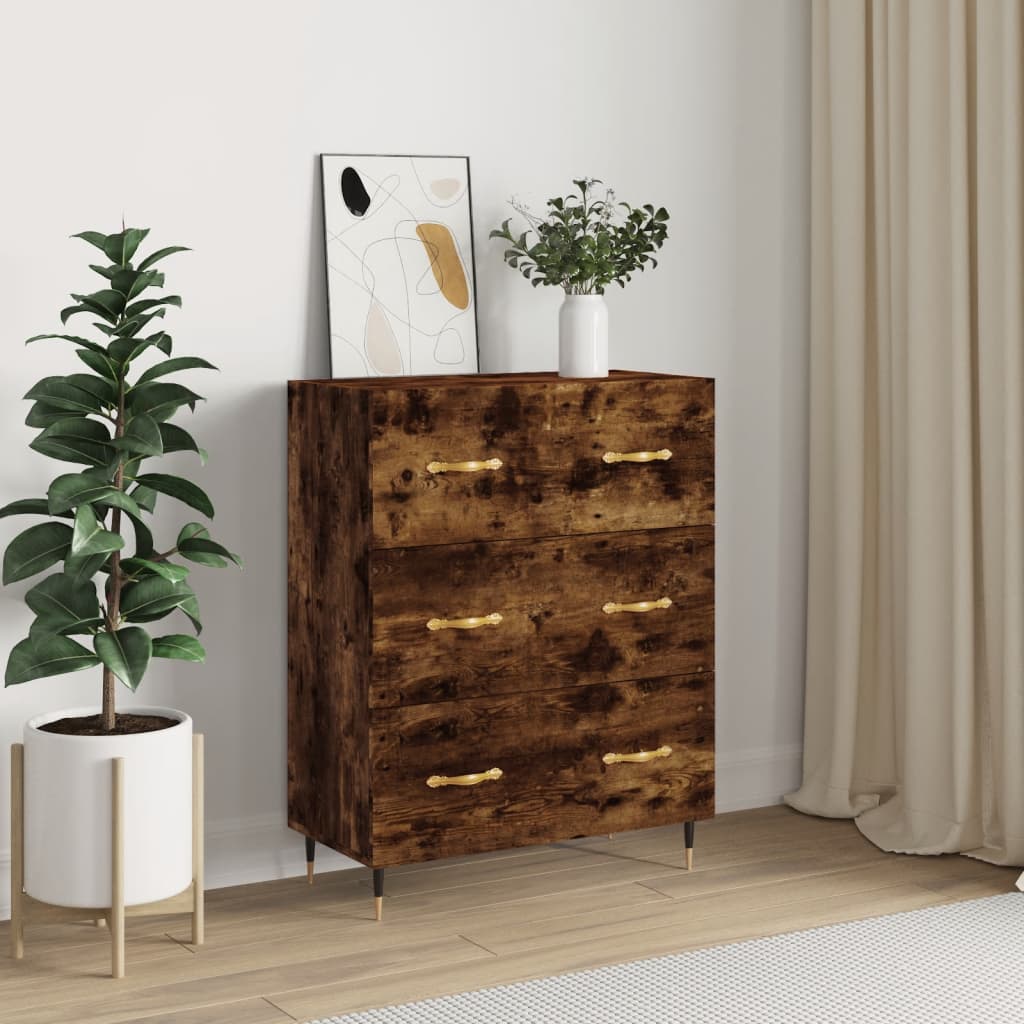 Sideboard aus geräucherter Eiche, 69,5 x 34 x 90 cm, Holzwerkstoff