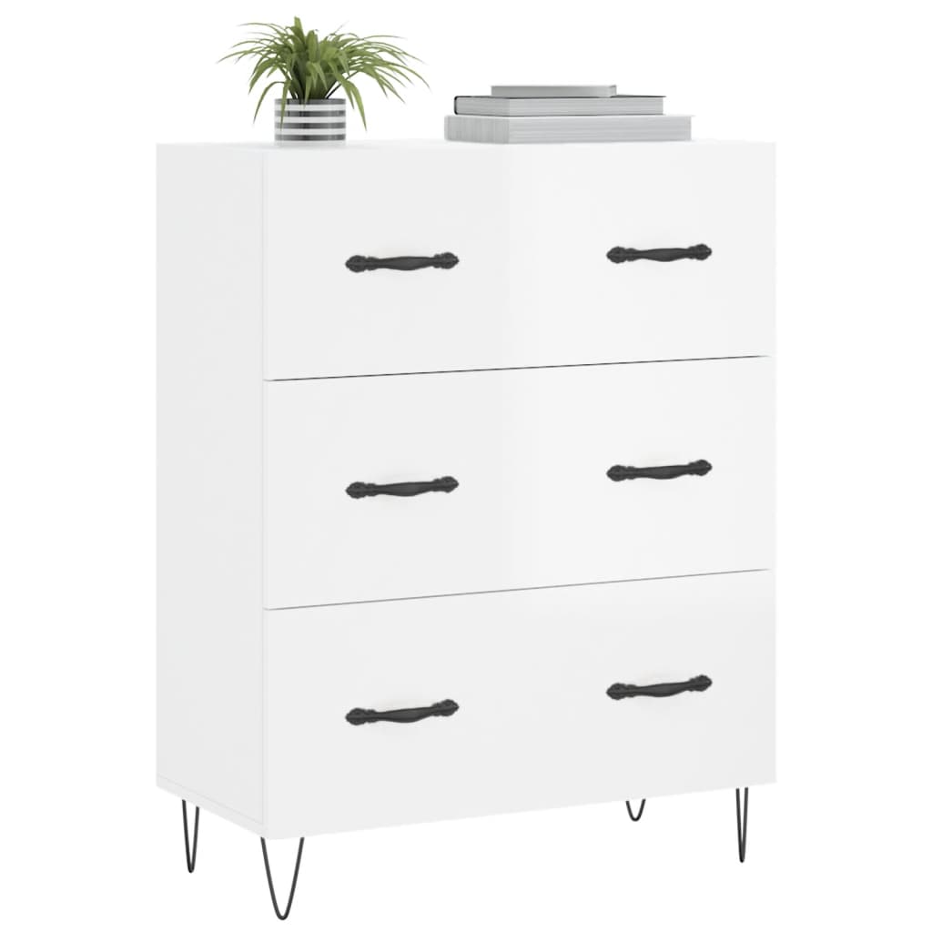 Sideboard Glossy white 69.5x34x90 cm Engineered wood