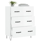 Sideboard Glossy white 69.5x34x90 cm Engineered wood