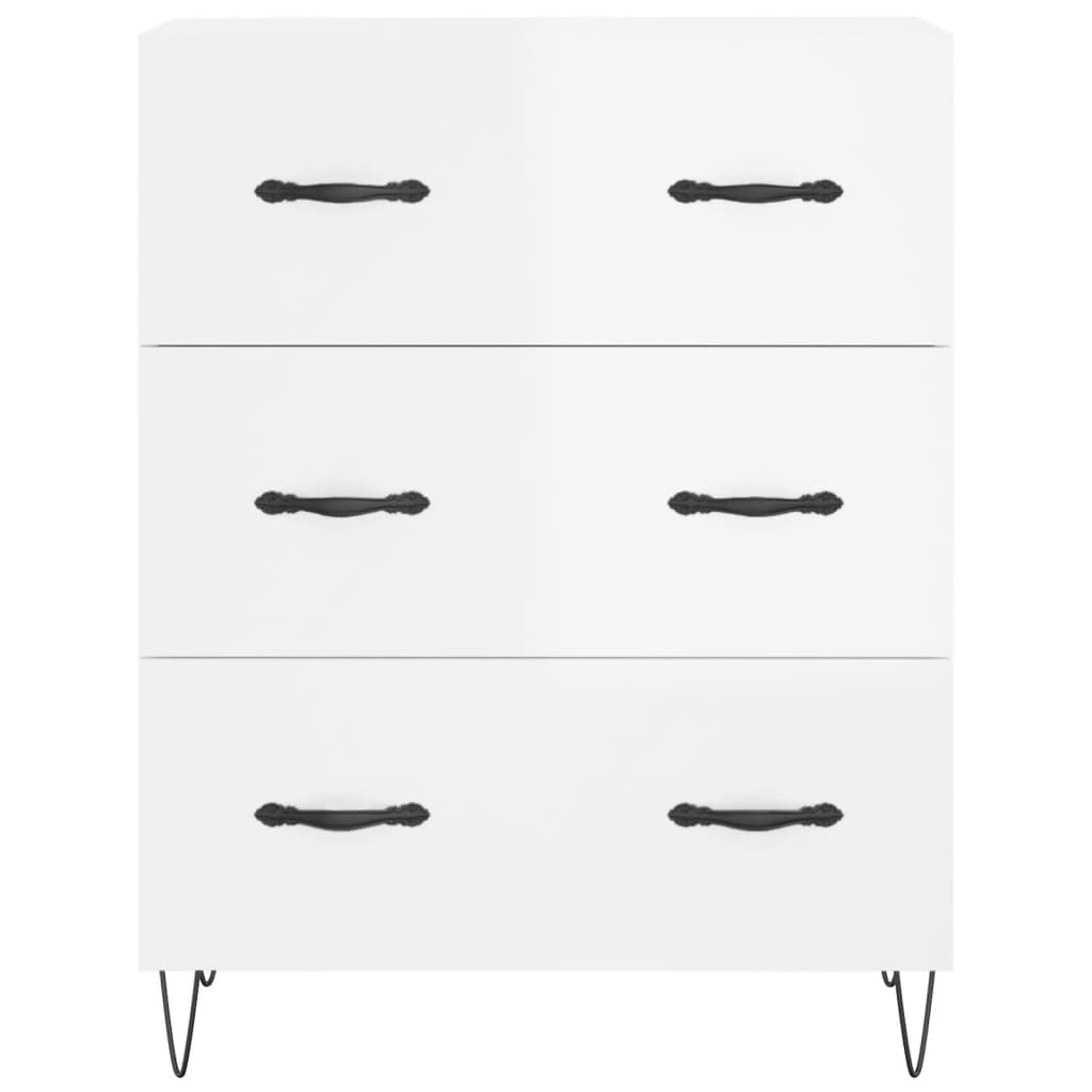 Sideboard Glossy white 69.5x34x90 cm Engineered wood