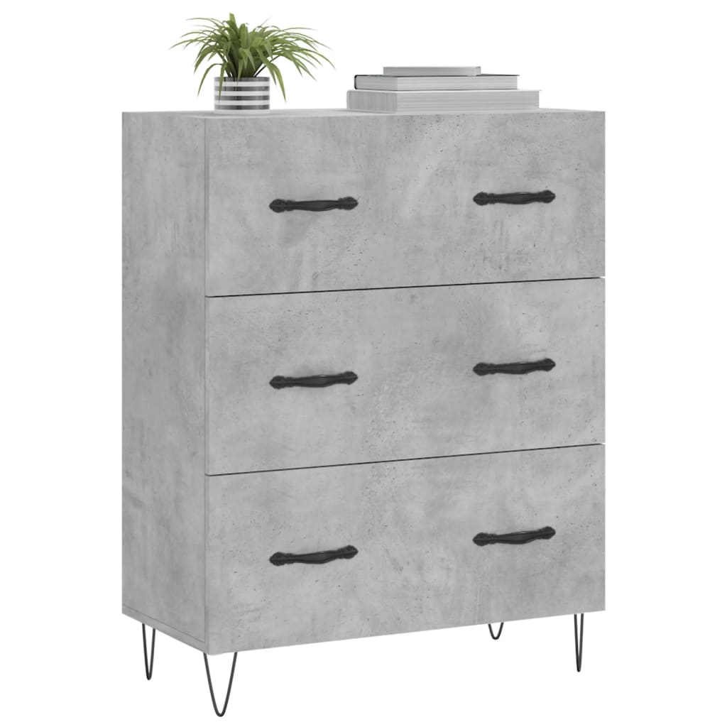 Buffet gris béton 69,5x34x90 cm bois d'ingénierie