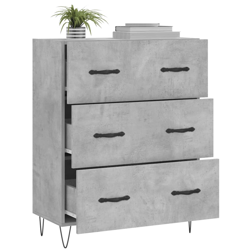 Buffet gris béton 69,5x34x90 cm bois d'ingénierie