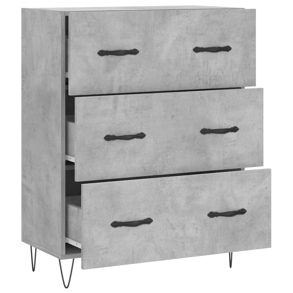 Betongraues Sideboard 69,5 x 34 x 90 cm, Holzwerkstoff