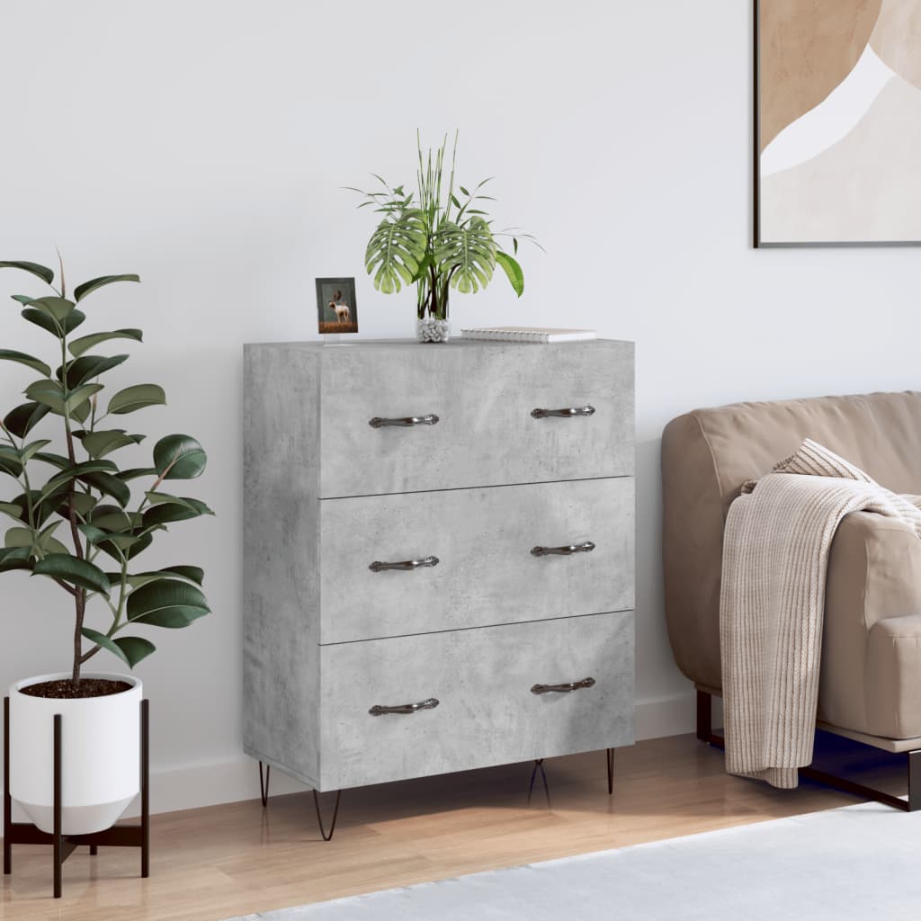 Concrete gray sideboard 69.5x34x90 cm engineered wood