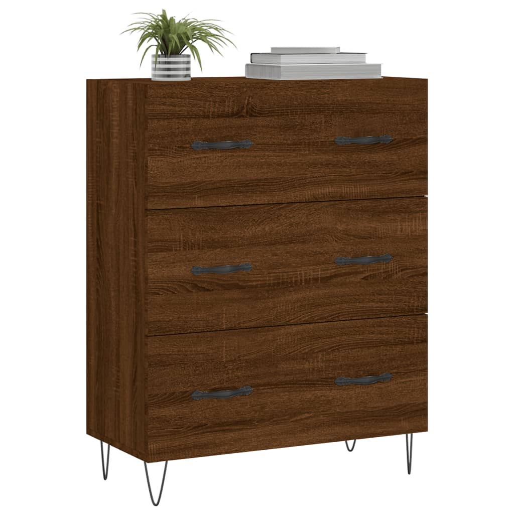 Buffet chêne marron 69,5x34x90 cm bois d'ingénierie