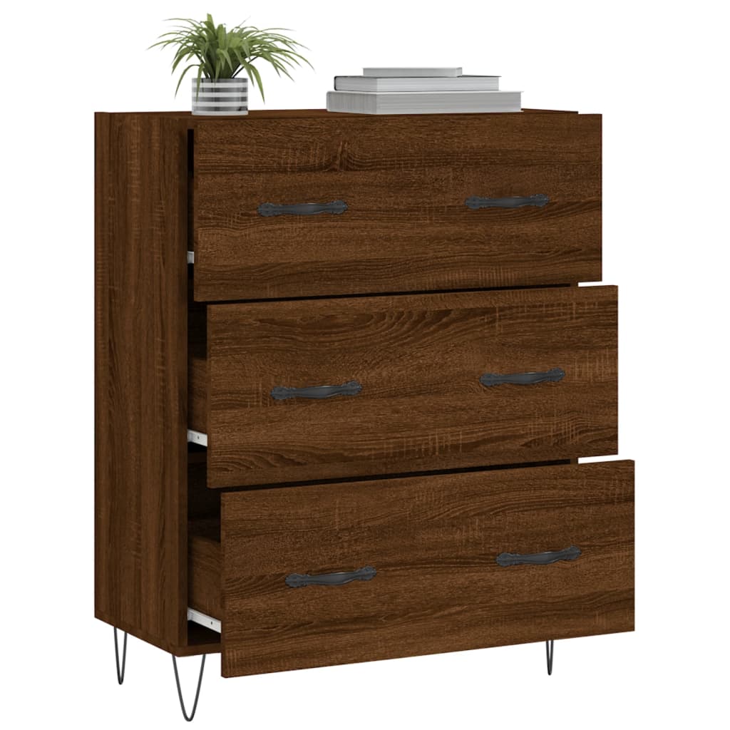 Sideboard aus brauner Eiche, 69,5 x 34 x 90 cm, Holzwerkstoff