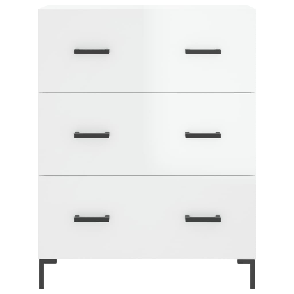 Sideboard Glossy white 69.5x34x90 cm Engineered wood