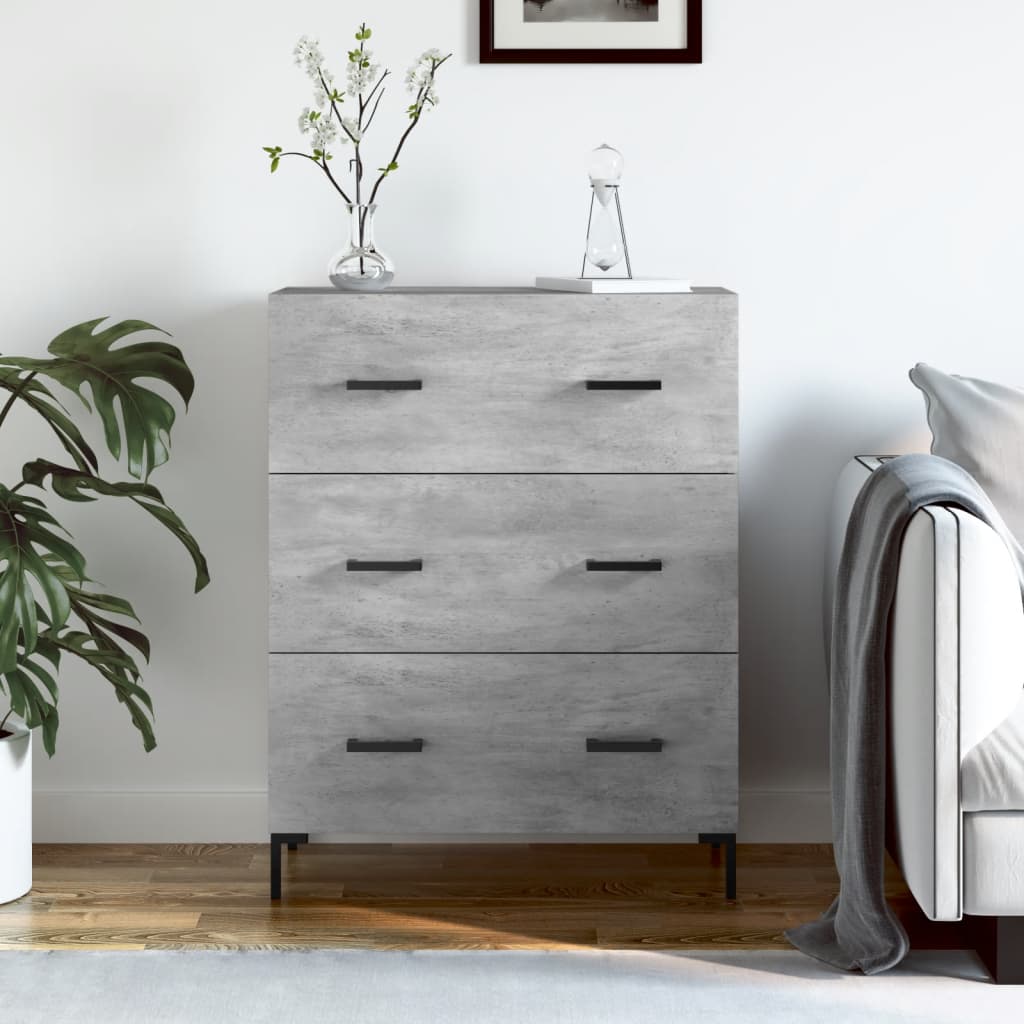 Betongraues Sideboard 69,5 x 34 x 90 cm, Holzwerkstoff