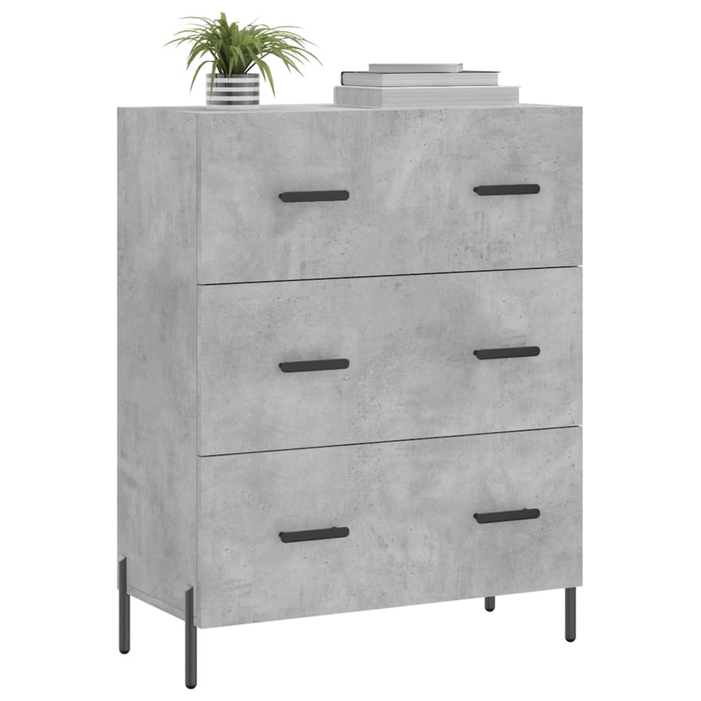 Buffet gris béton 69,5x34x90 cm bois d'ingénierie