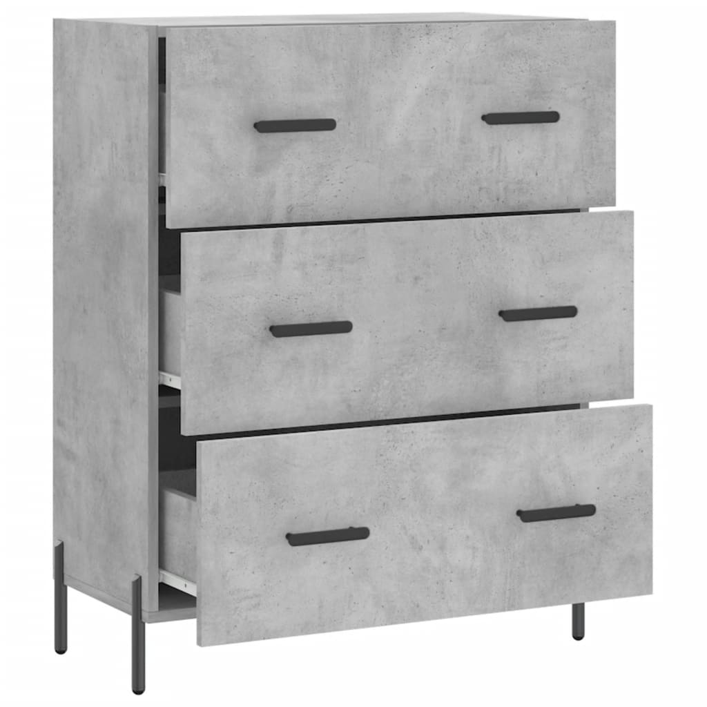 Buffet gris béton 69,5x34x90 cm bois d'ingénierie