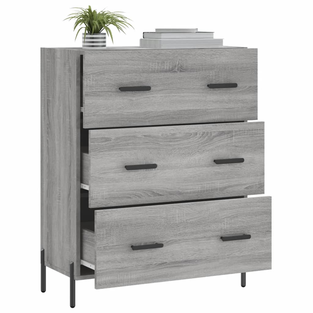 Sonoma graues Sideboard 69,5 x 34 x 90 cm, Holzwerkstoff