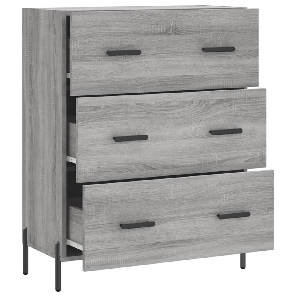 Sonoma graues Sideboard 69,5 x 34 x 90 cm, Holzwerkstoff