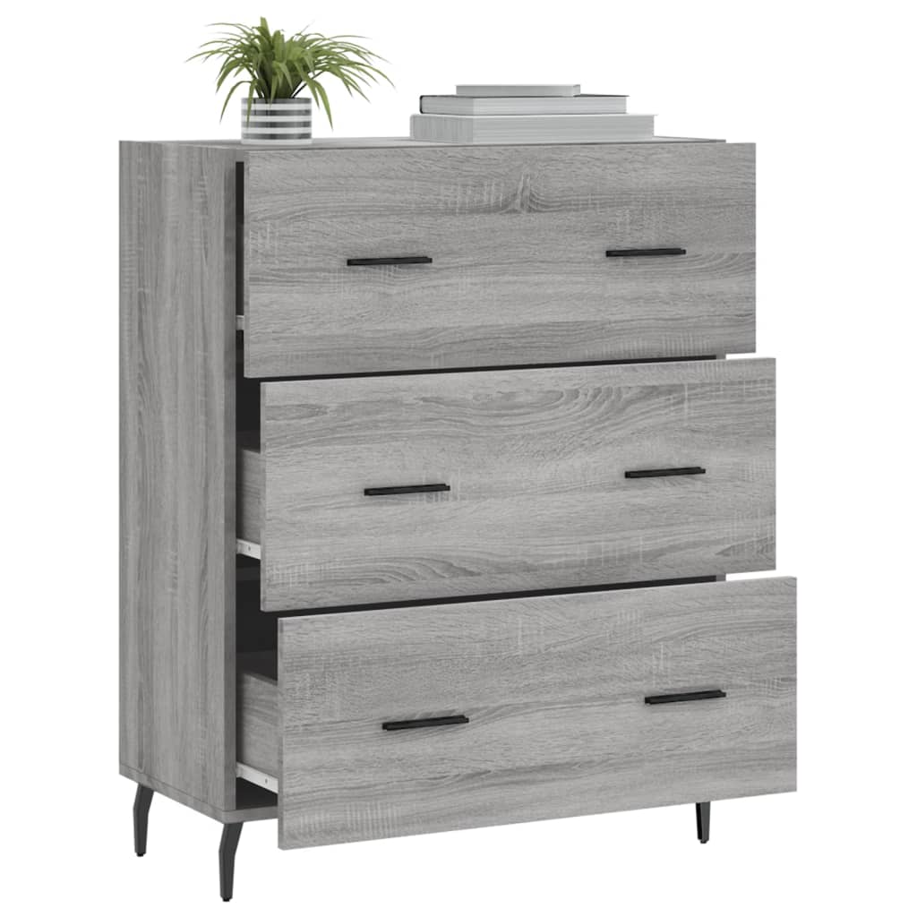 Sonoma graues Sideboard 69,5 x 34 x 90 cm, Holzwerkstoff