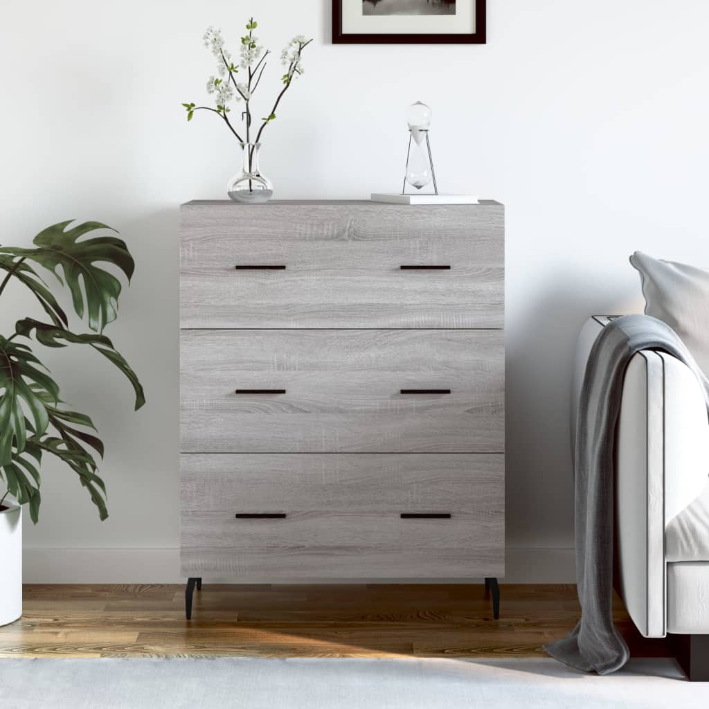 Sonoma graues Sideboard 69,5 x 34 x 90 cm, Holzwerkstoff