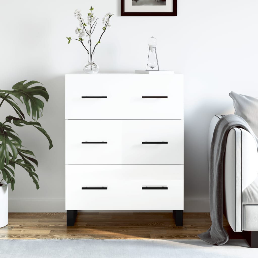 Sideboard Glossy white 69.5x34x90 cm Engineered wood