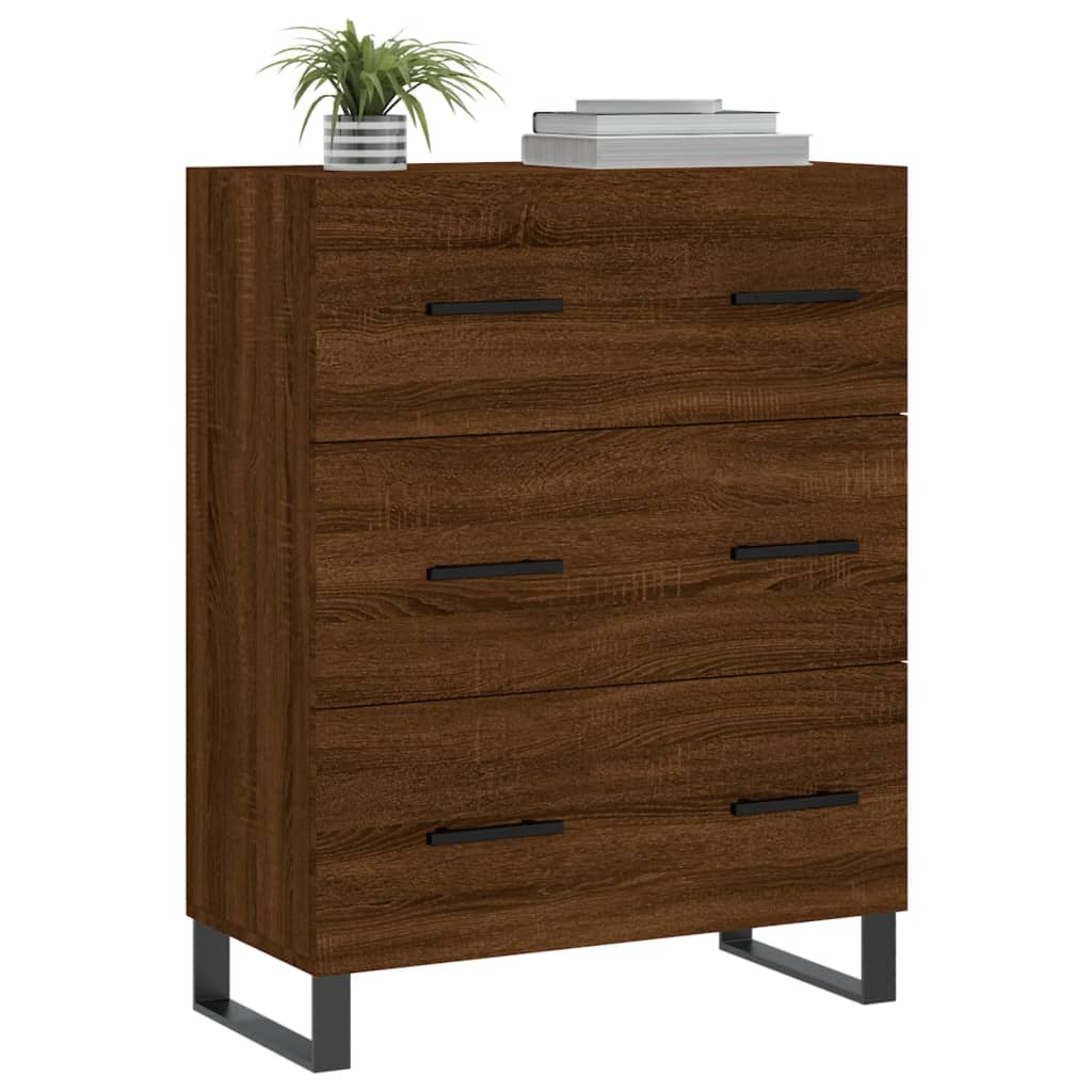 Buffet chêne marron 69,5x34x90 cm bois d'ingénierie