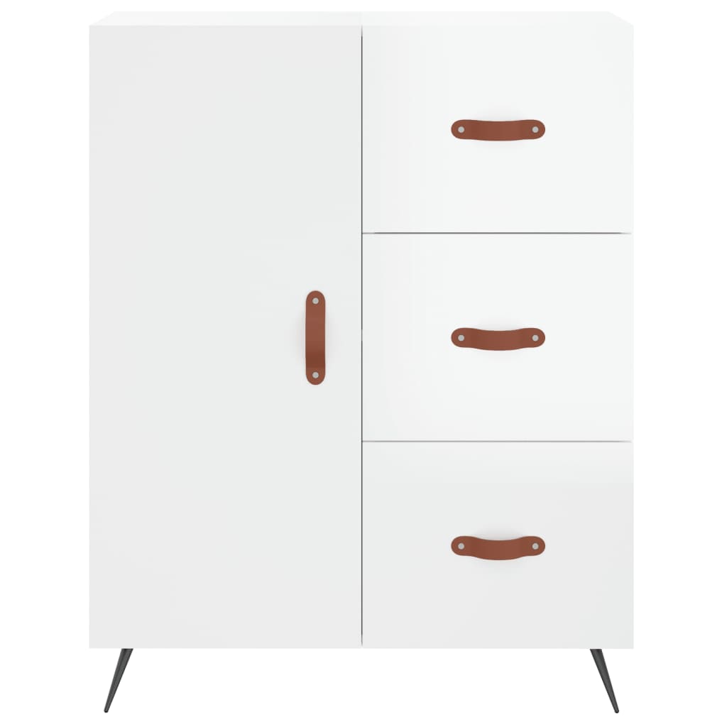 Sideboard Glossy white 69.5x34x90 cm Engineered wood