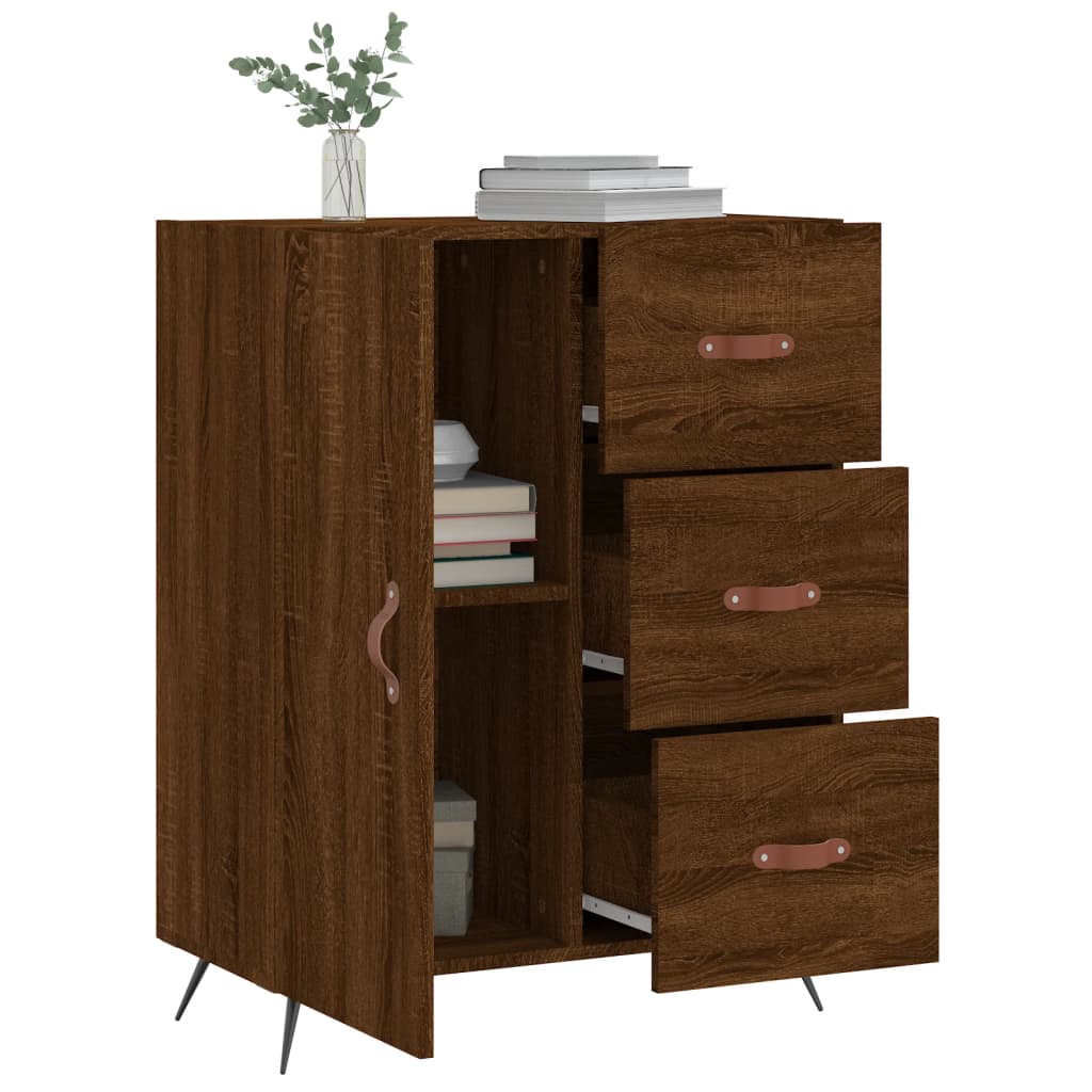 Buffet chêne marron 69,5x34x90 cm bois d'ingénierie